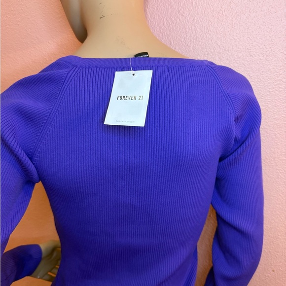 Forever 21 Ribbed Knit Square Neck Bodycon Dress – Purple – XL - Picture 6 of 8